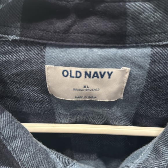 Old Navy blue double brushed flannel plaid long sleeve shirt sz XL New With Tags - Picture 2 of 4